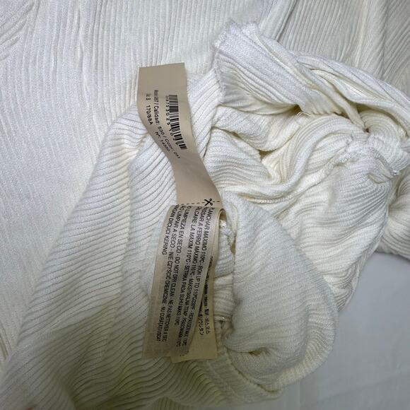 Massimo Dutti White Ribbed Long Sleeve Tie Front Top Size S - Picture 10 of 10